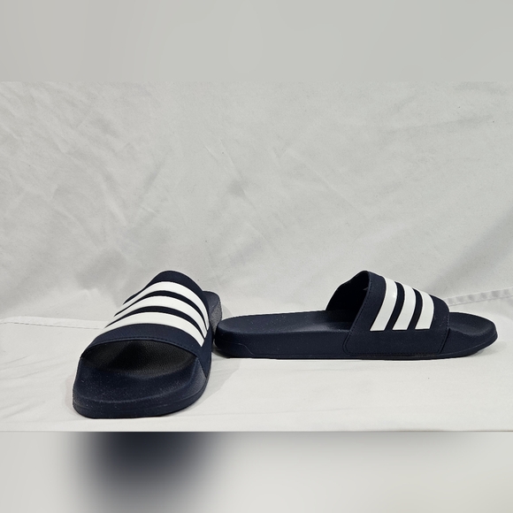 Adidas Adilette Navy and white shower slides men's size 13 - Picture 3 of 11